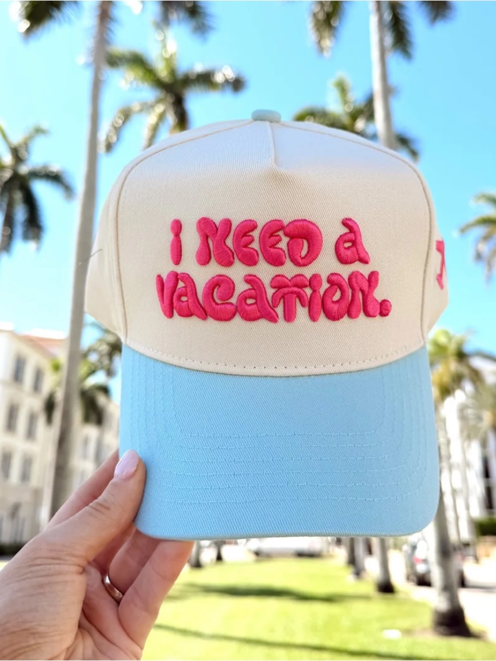 New I Need A Vacation trucker hat